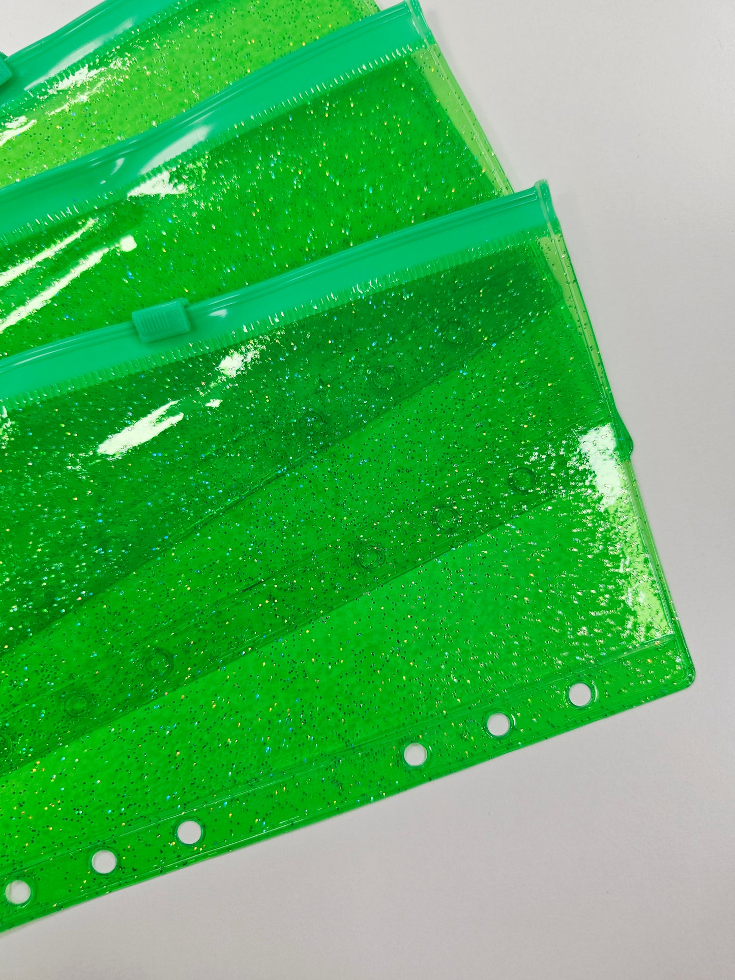 Green Sparkle Zip Envelope A6