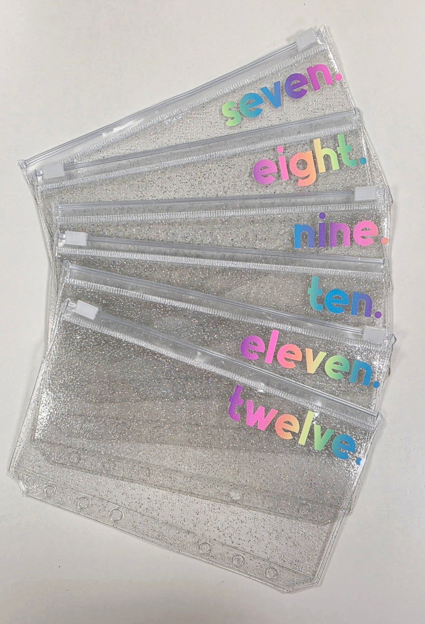 Challenge 7-12 Rainbow Sparkle Zip Envelopes