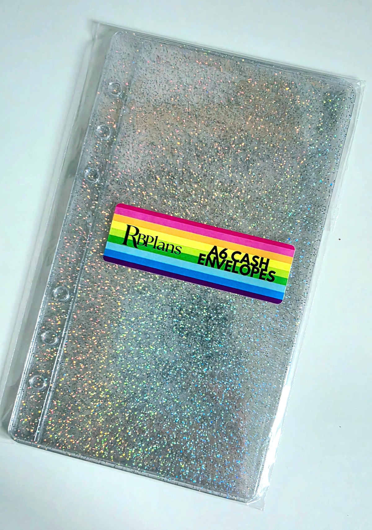 Clear Glitter Zipless Cash Envelopes A6