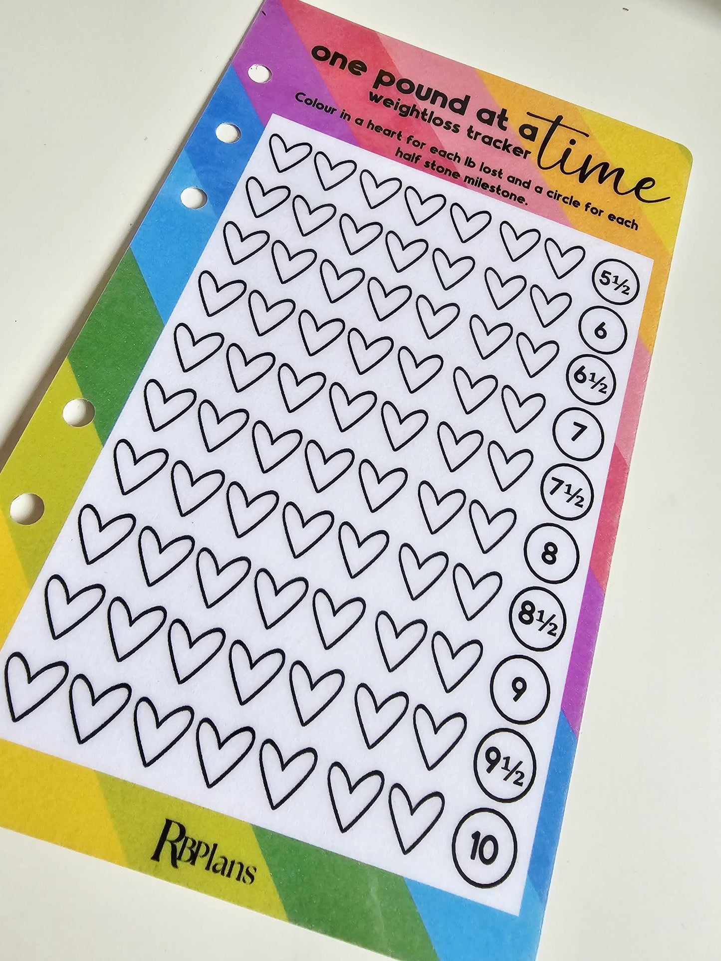 Weightloss Tracker 5-10 Stone Dashboard A6