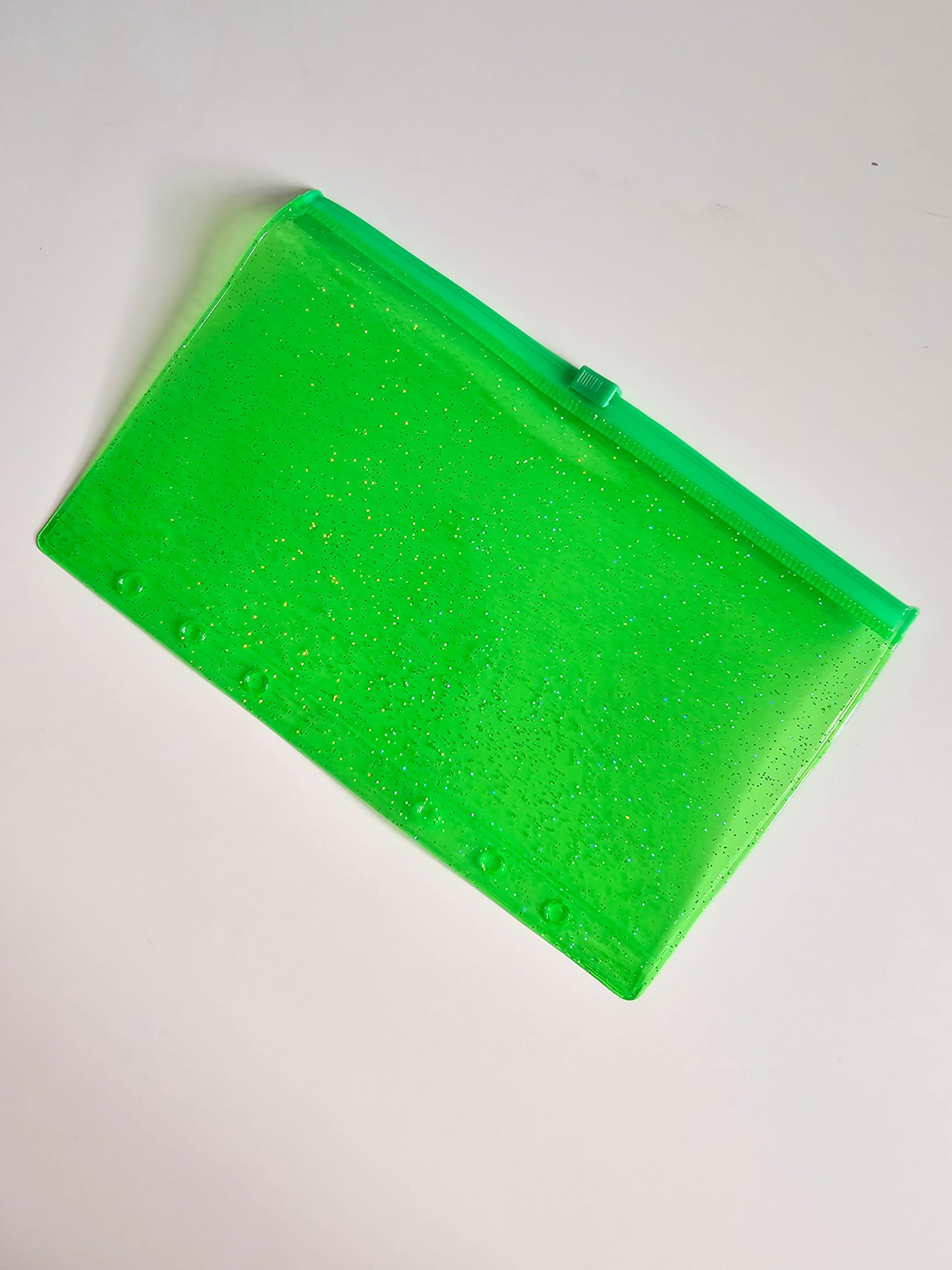Green Sparkle Zip Envelope A6