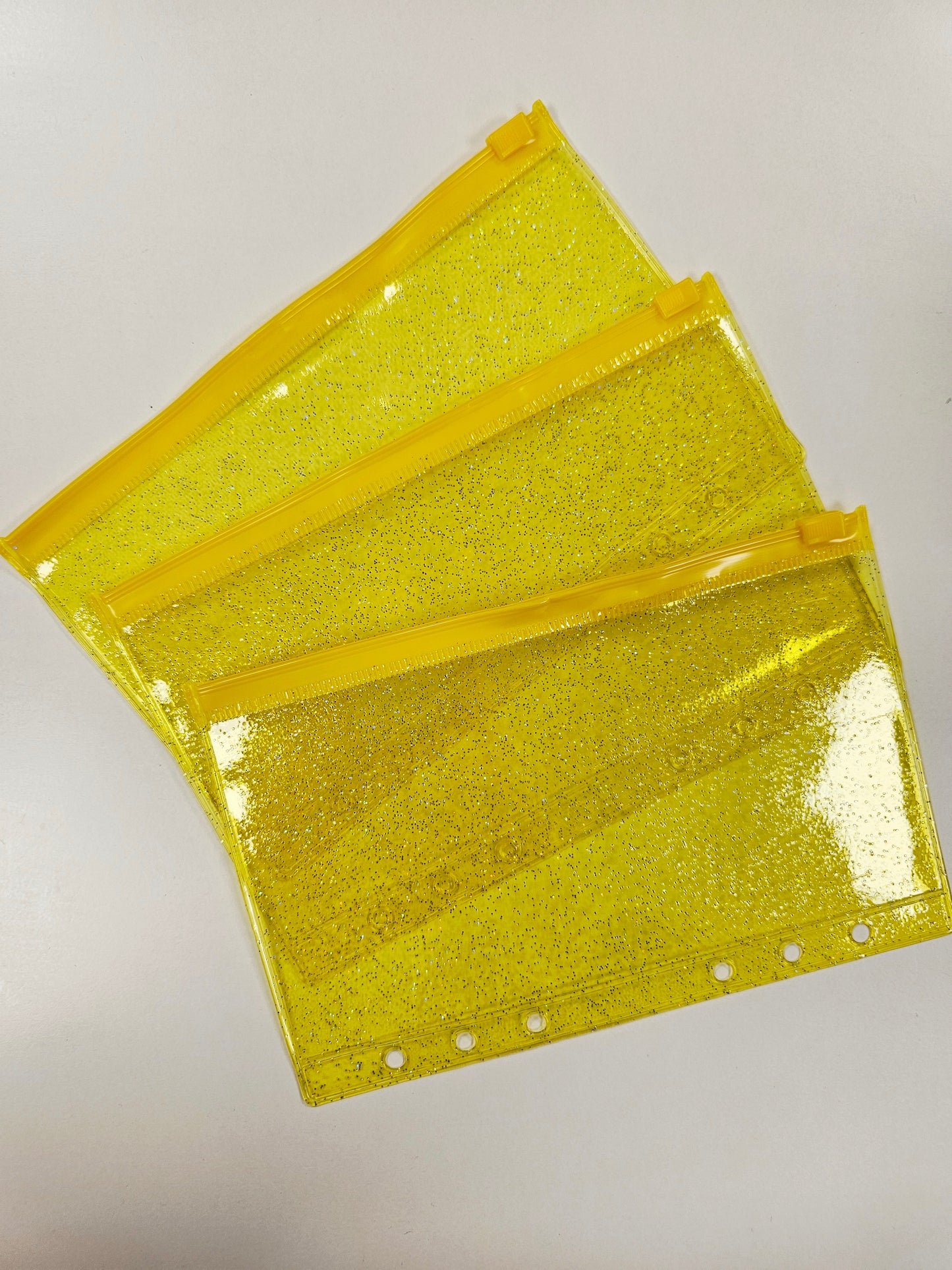 Yellow Sparkle Zip Envelope A6