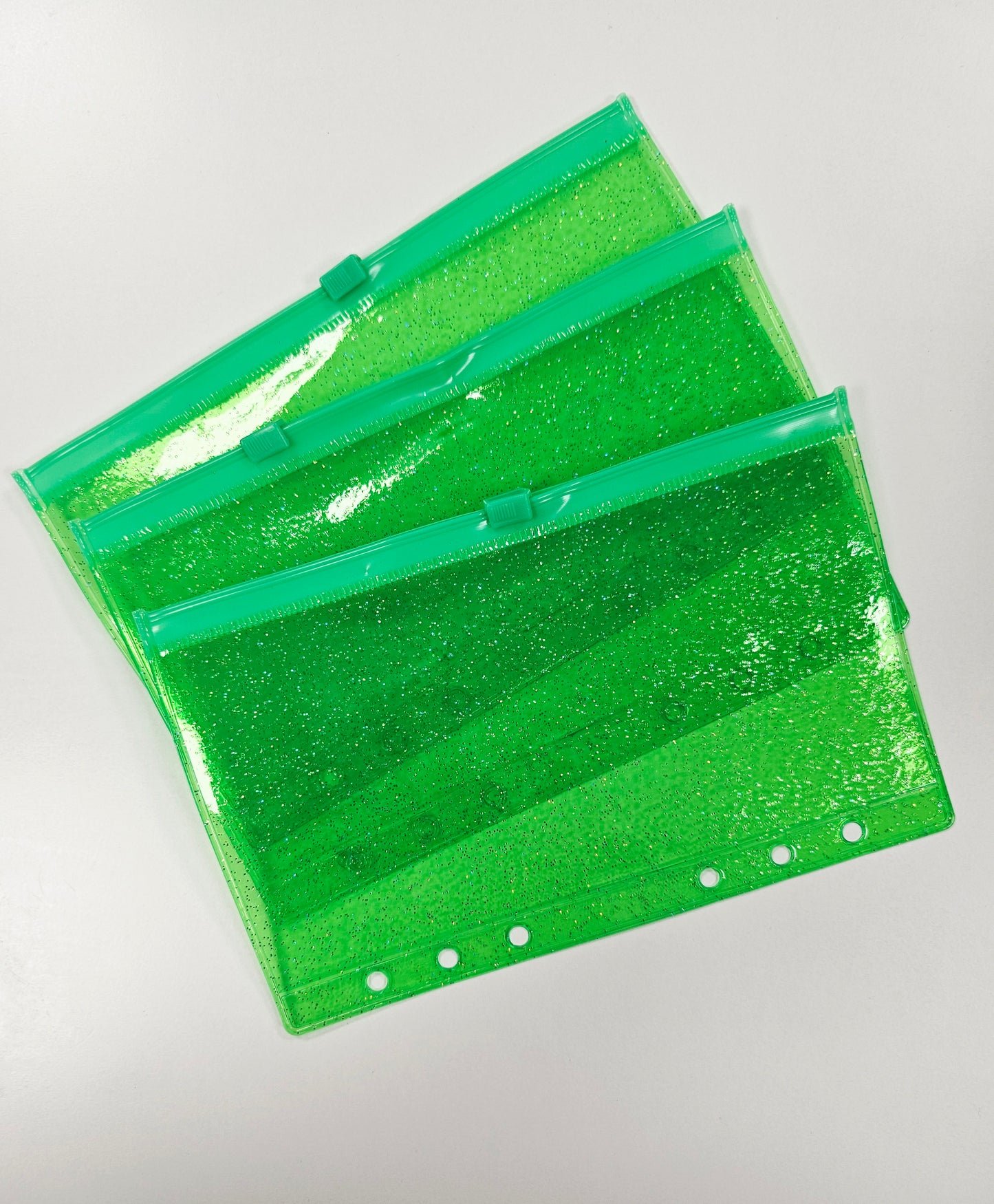 Green Sparkle Zip Envelope A6