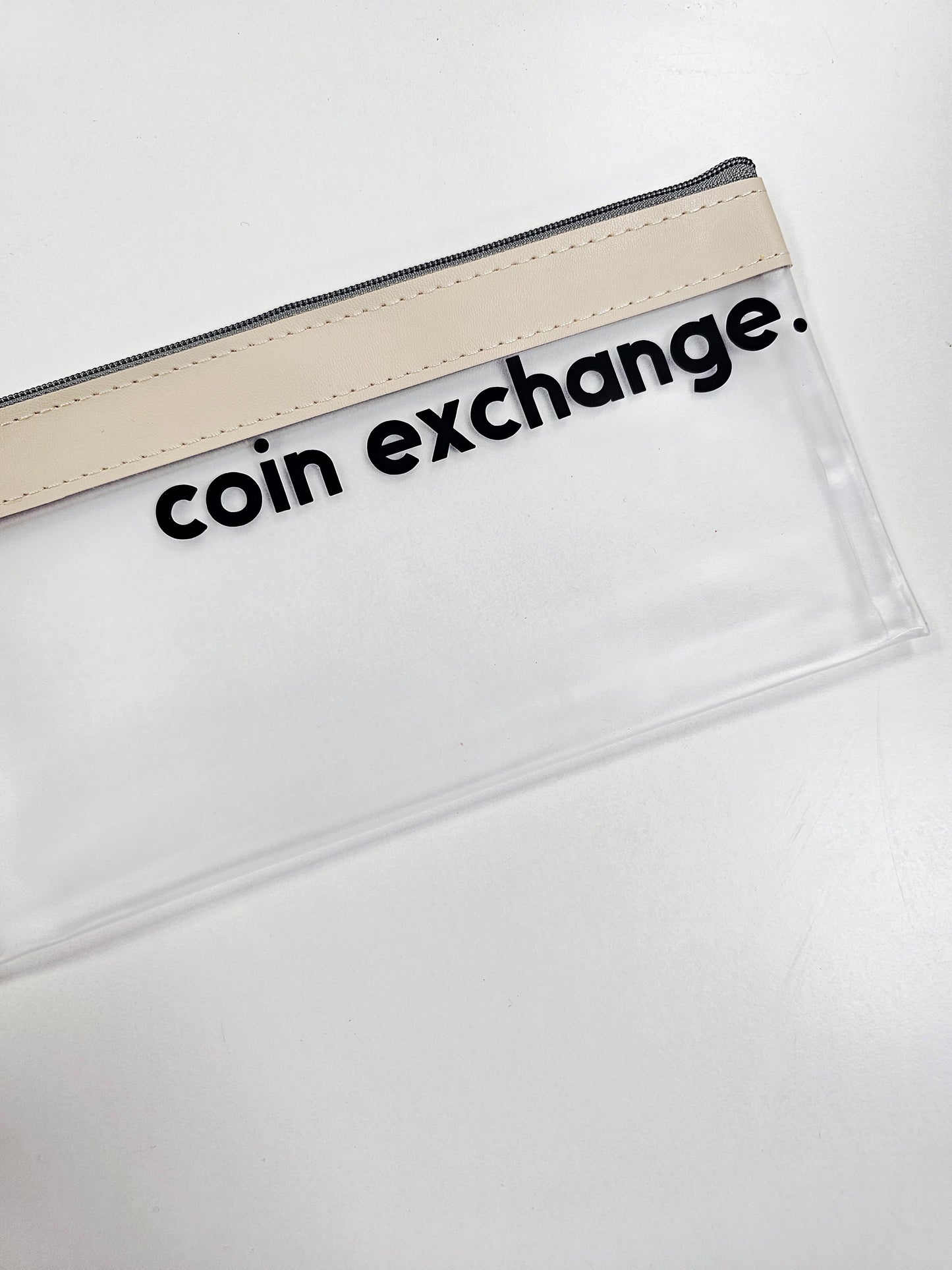 Beige & Black Coin Exchange Zip Wallet