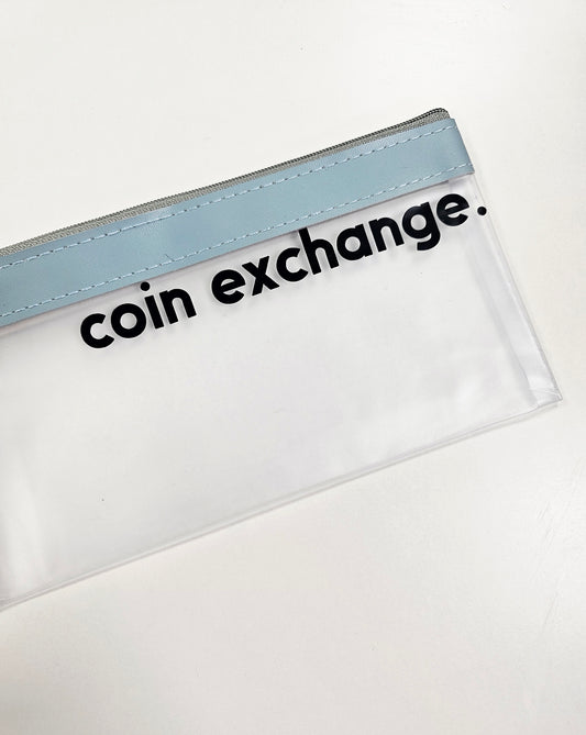 Dusty Blue & Black Coin Exchange Zip Wallet