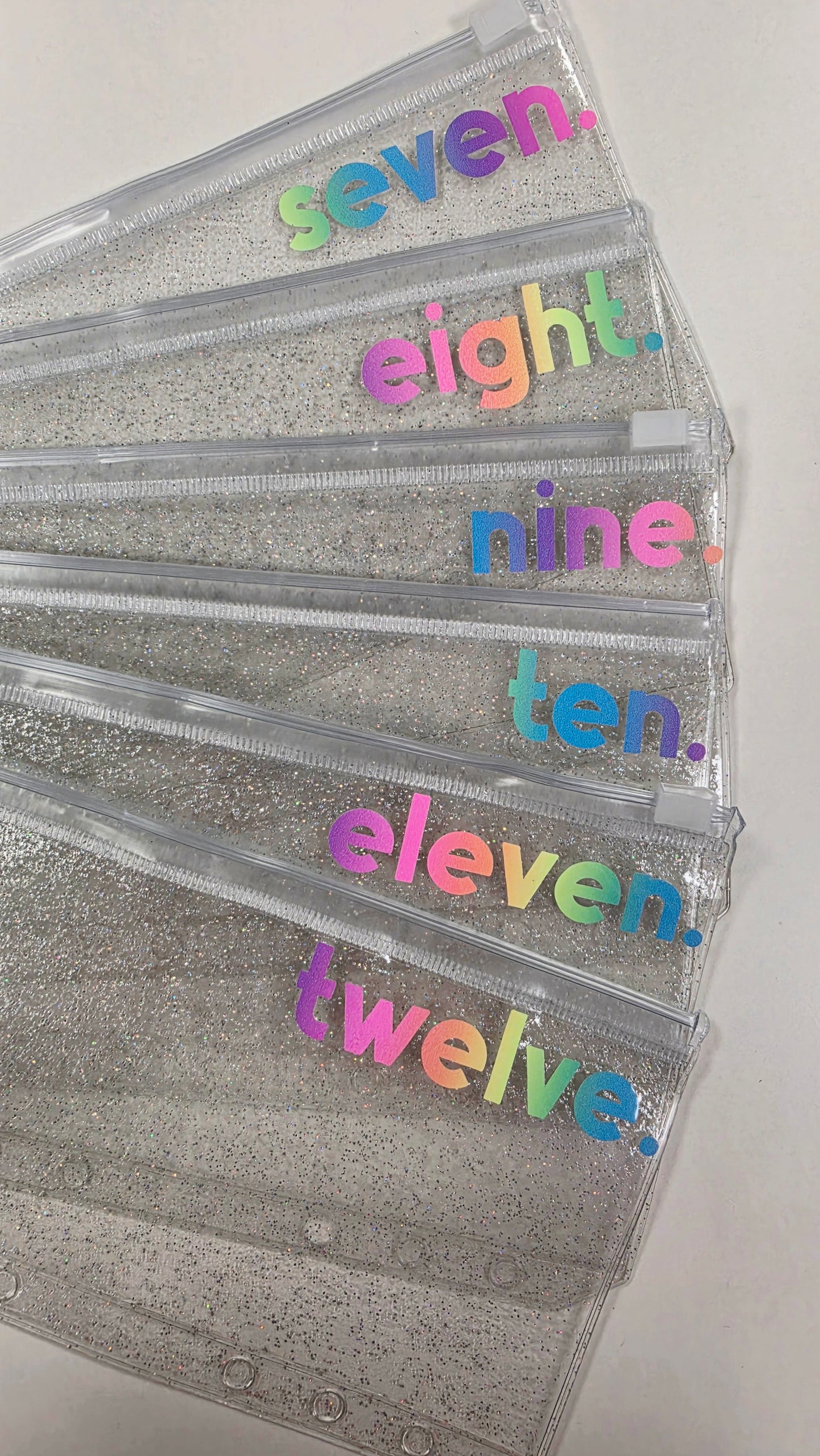 Challenge 7-12 Rainbow Sparkle Zip Envelopes