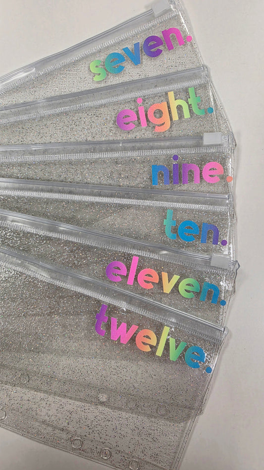 Challenge 7-12 Rainbow Sparkle Zip Envelopes