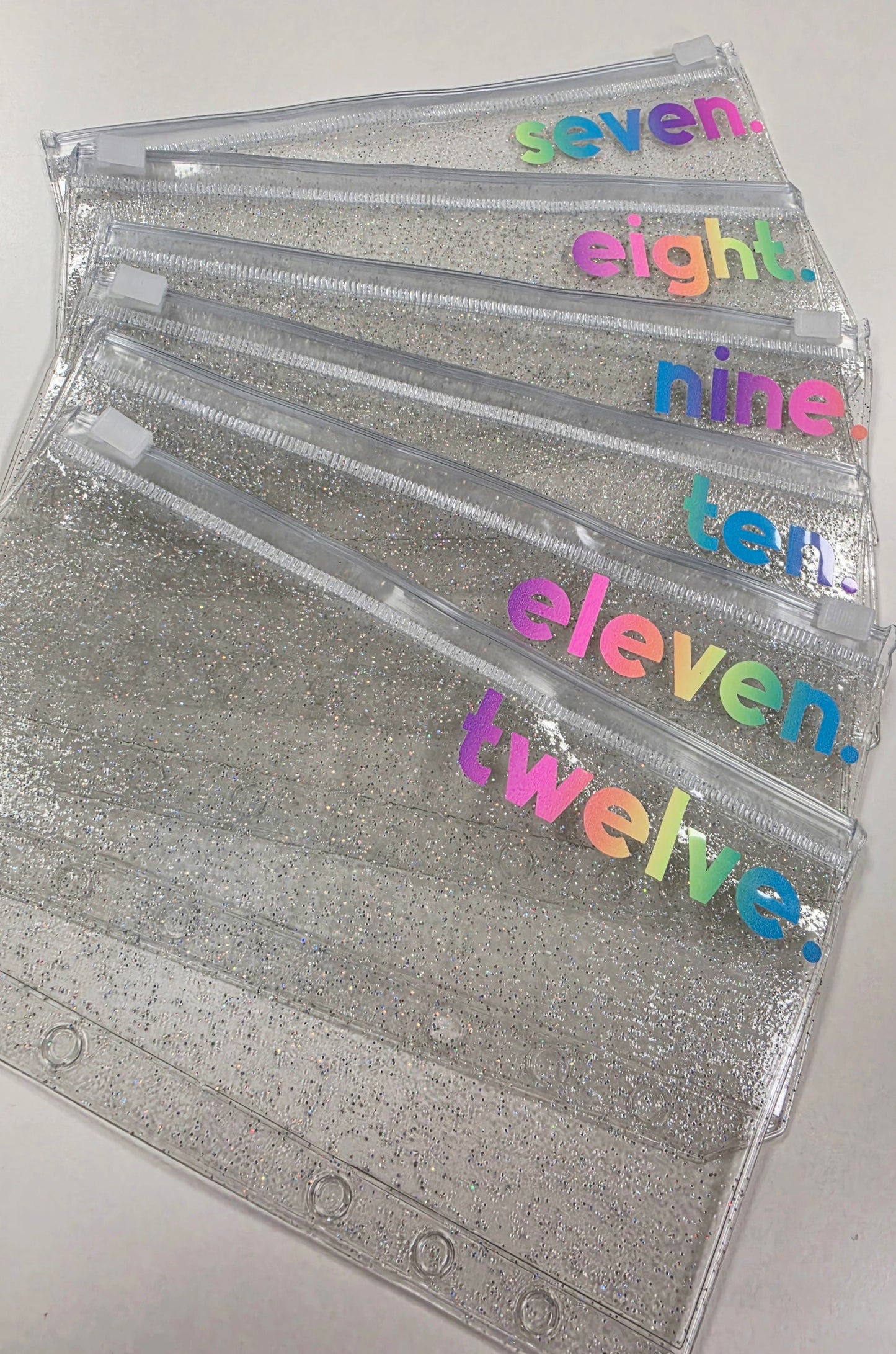 Challenge 7-12 Rainbow Sparkle Zip Envelopes