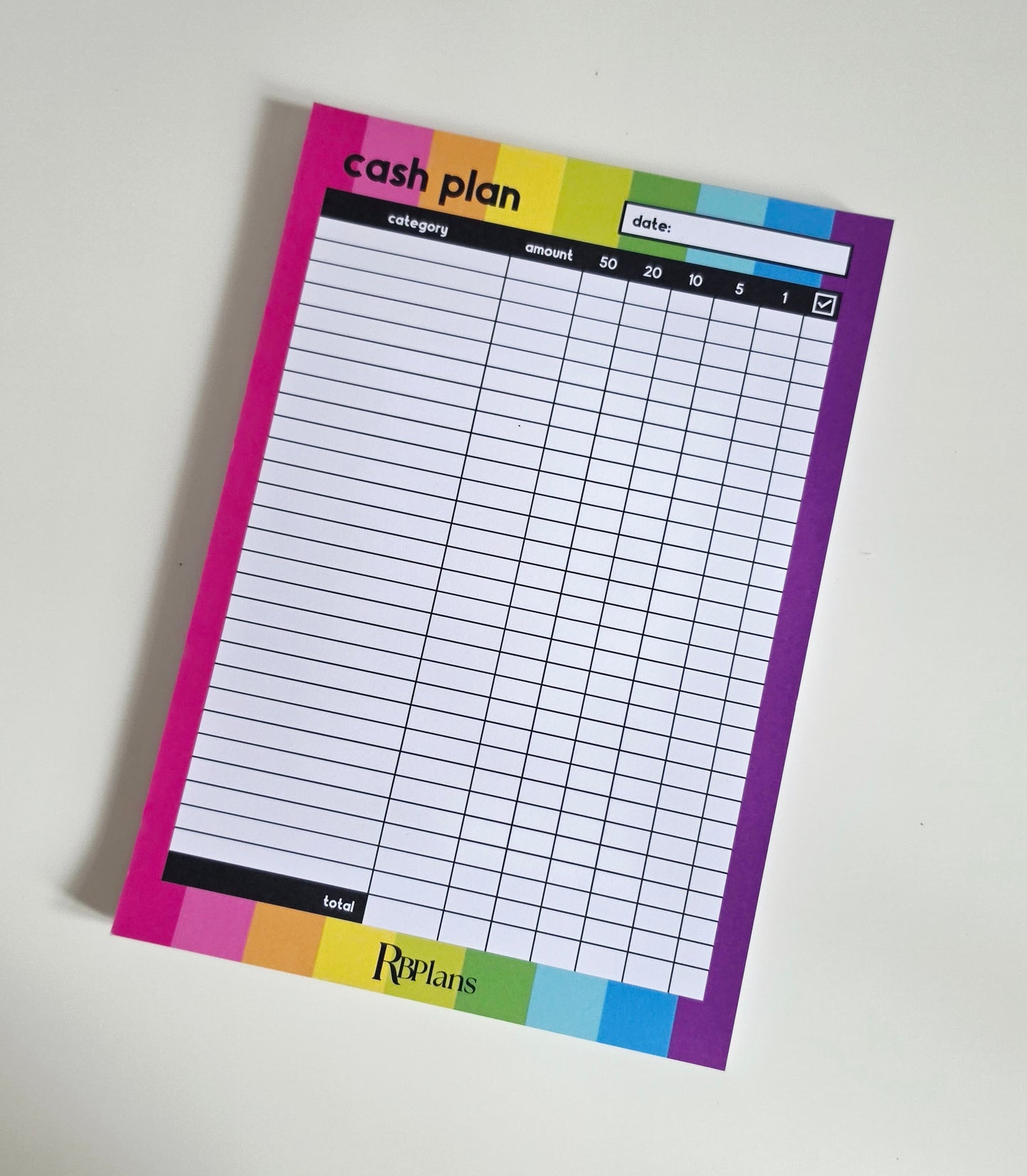 Cash Plan Notepad