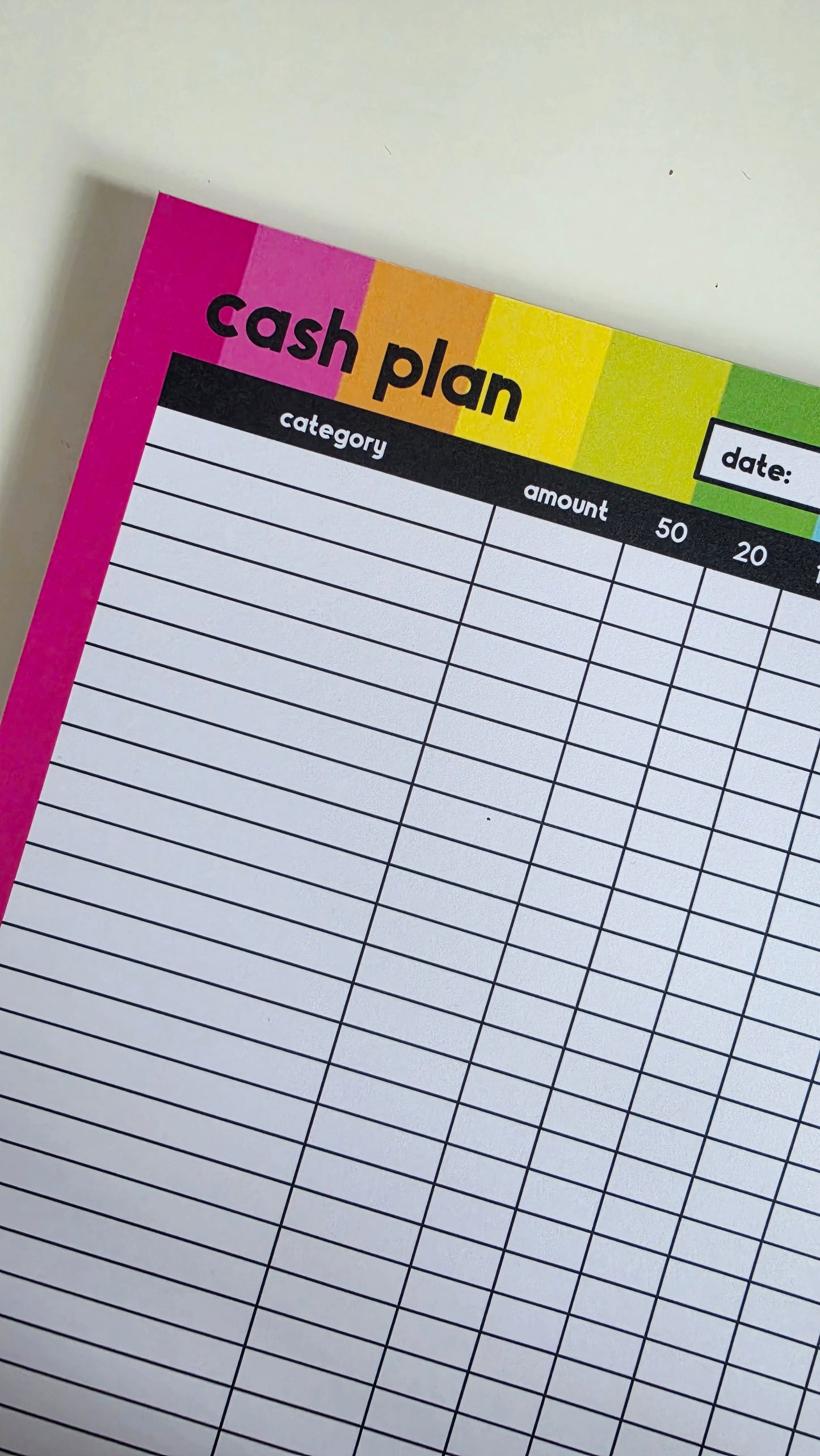Cash Plan Notepad