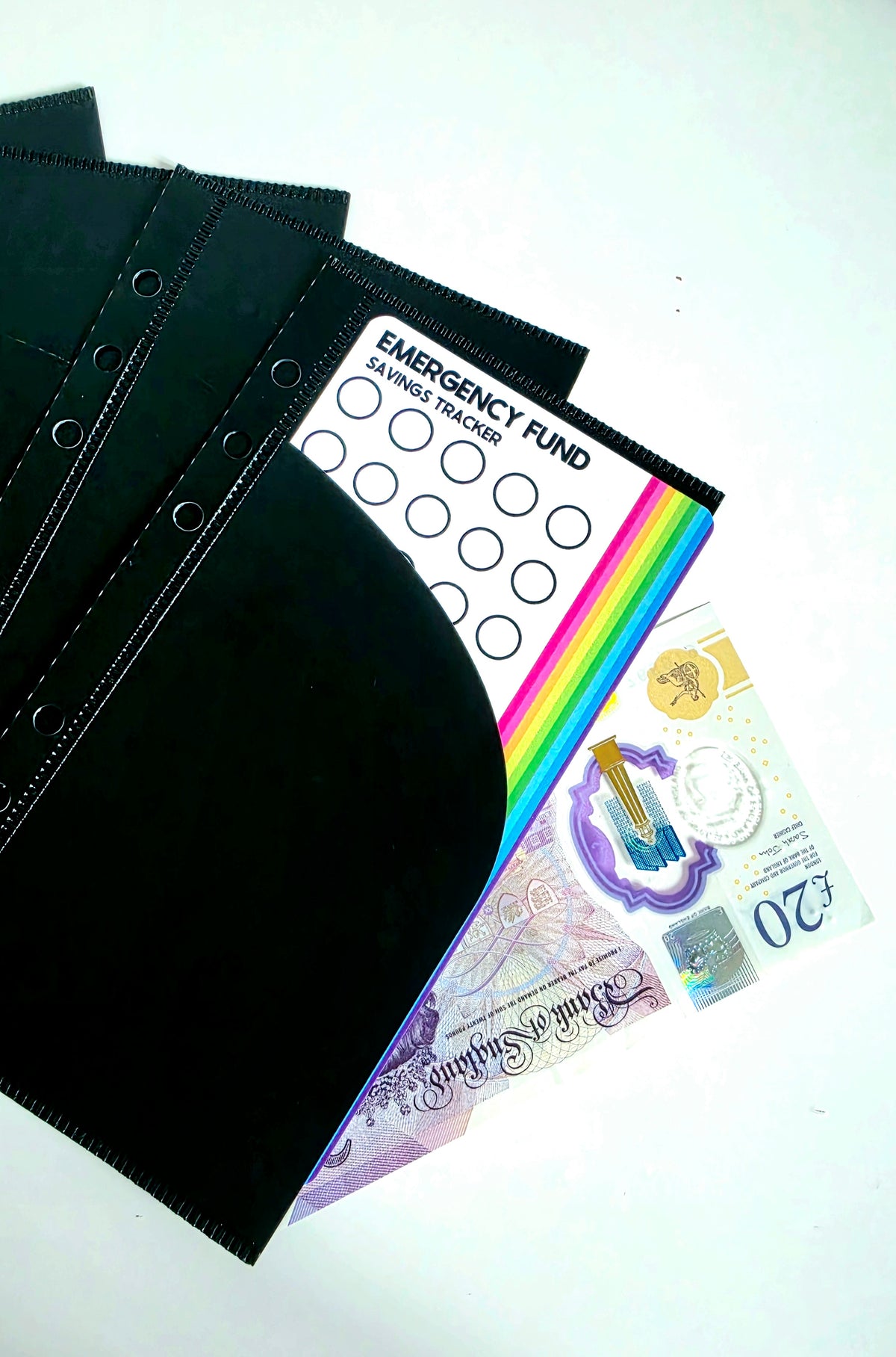Black Peekaboo Double Pocket Cash Envelopes A6