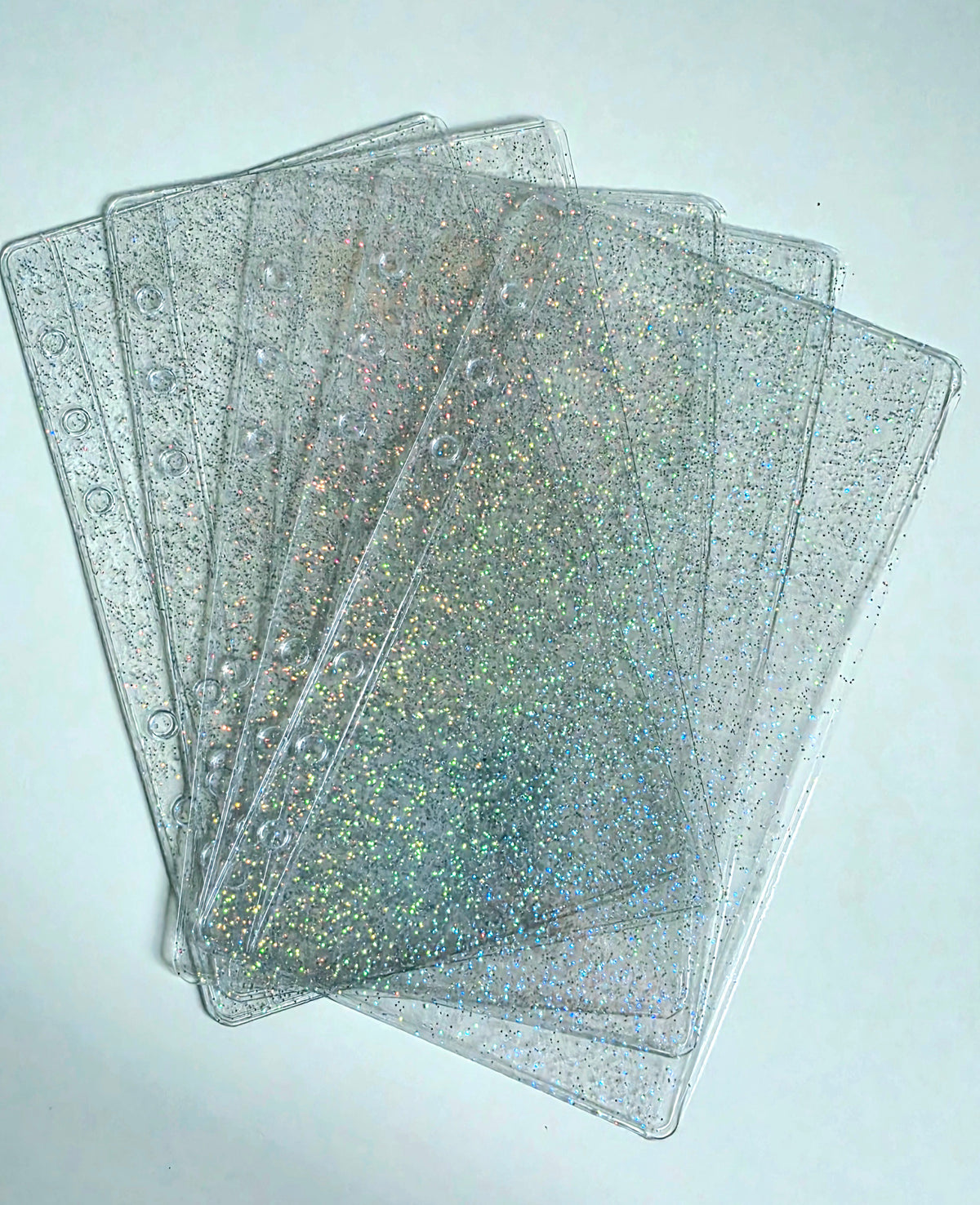 Clear Glitter Zipless Cash Envelopes A6