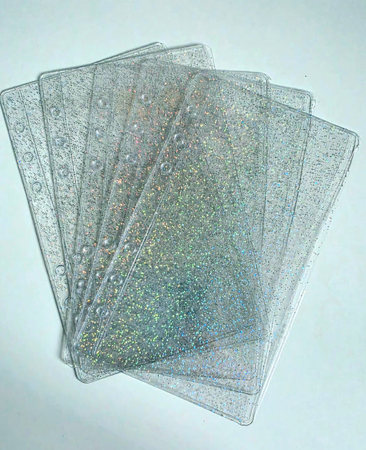 Clear Glitter Zipless Cash Envelopes A6