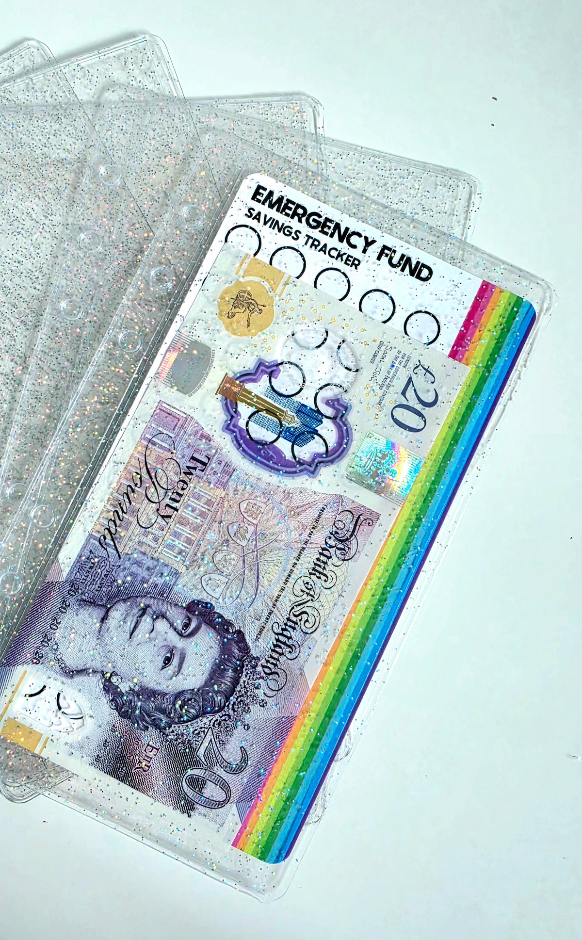 Clear Glitter Zipless Cash Envelopes A6