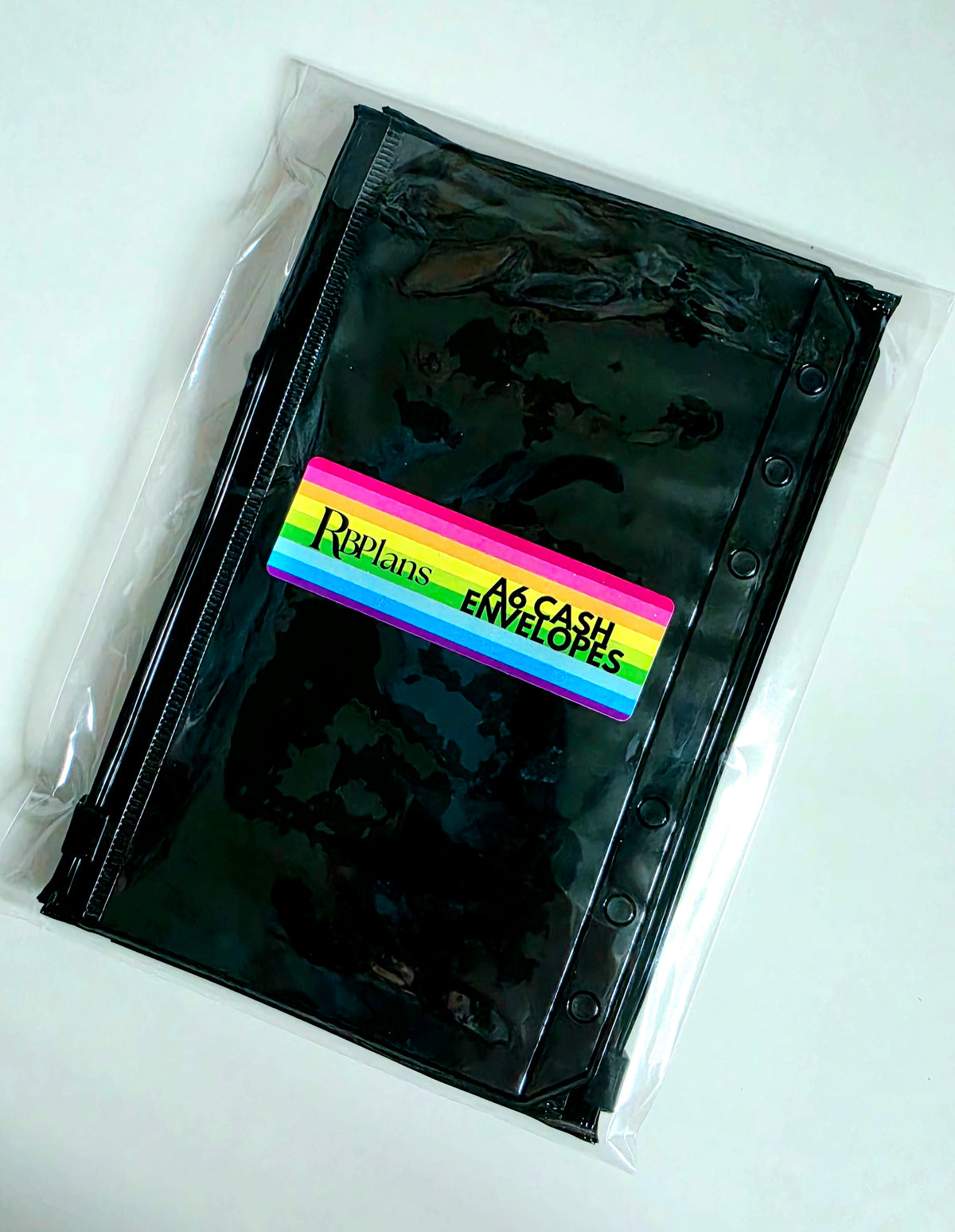 Black & Clear Gloss Zipped Cash Envelopes A6