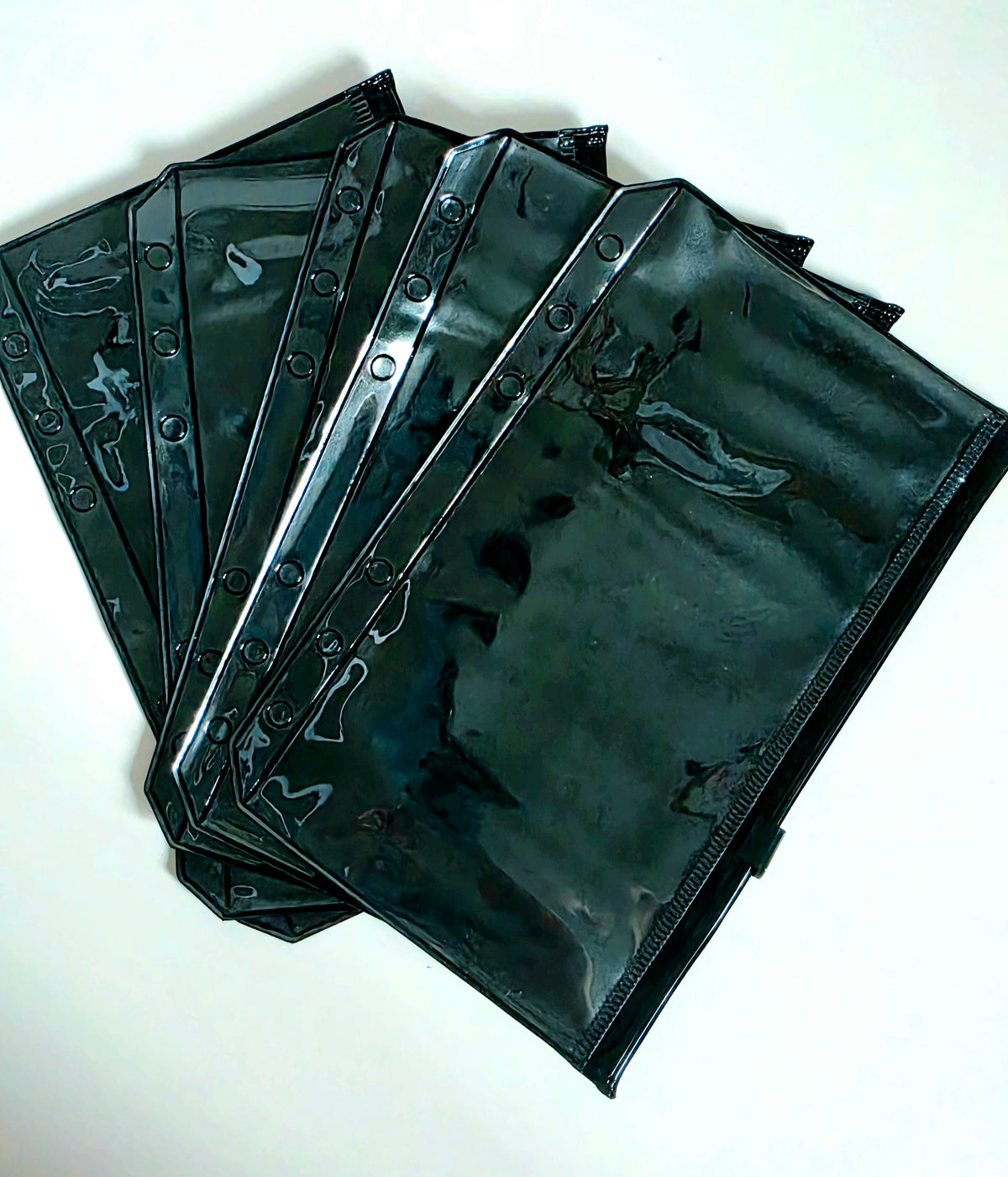 Black & Clear Gloss Zipped Cash Envelopes A6