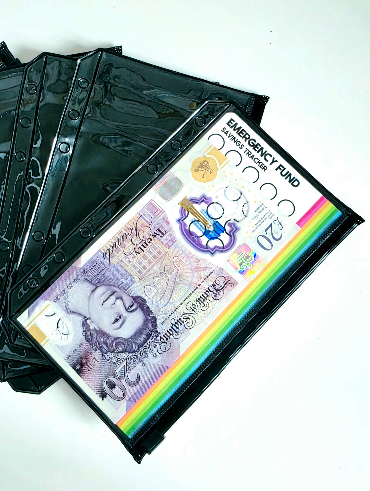 Black & Clear Gloss Zipped Cash Envelopes A6