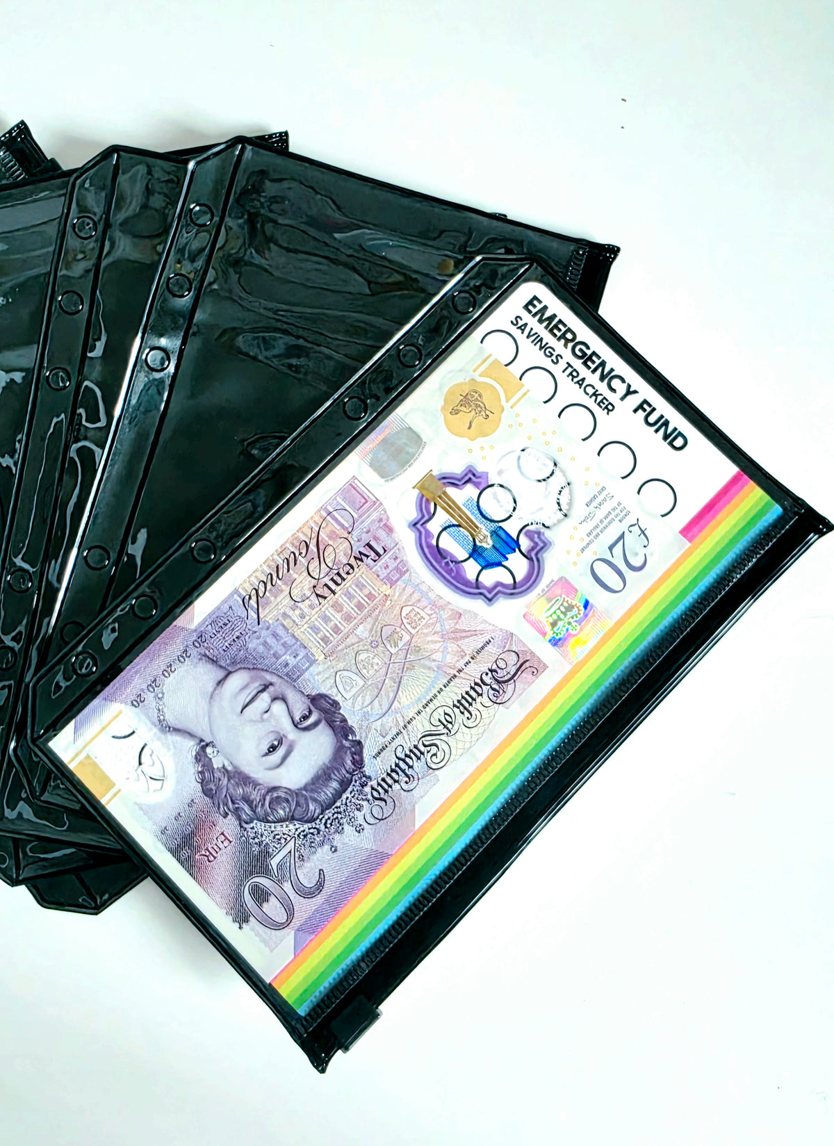 Black & Clear Gloss Zipped Cash Envelopes A6