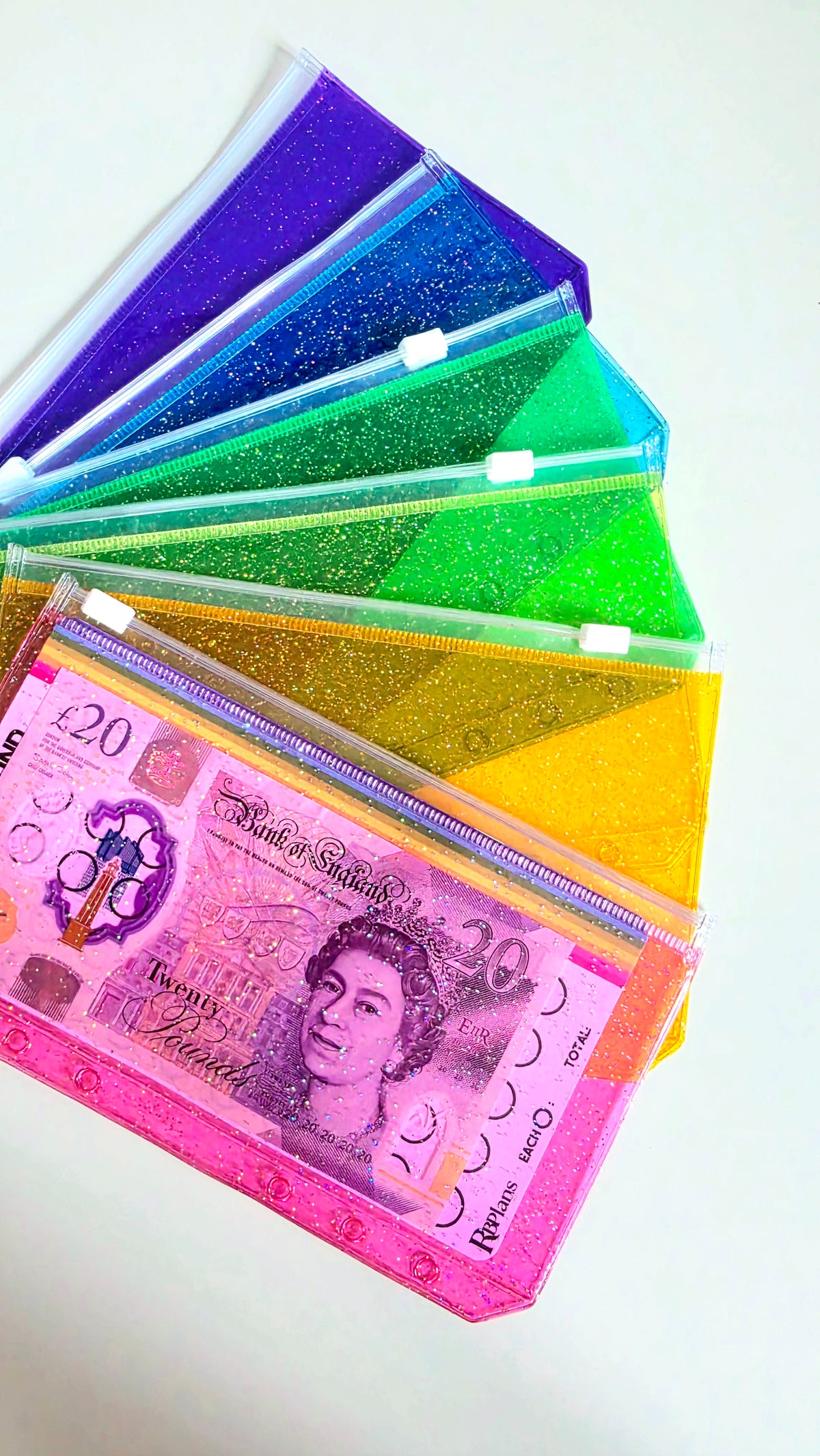 Rainbow Zipped Cash Envelopes A6