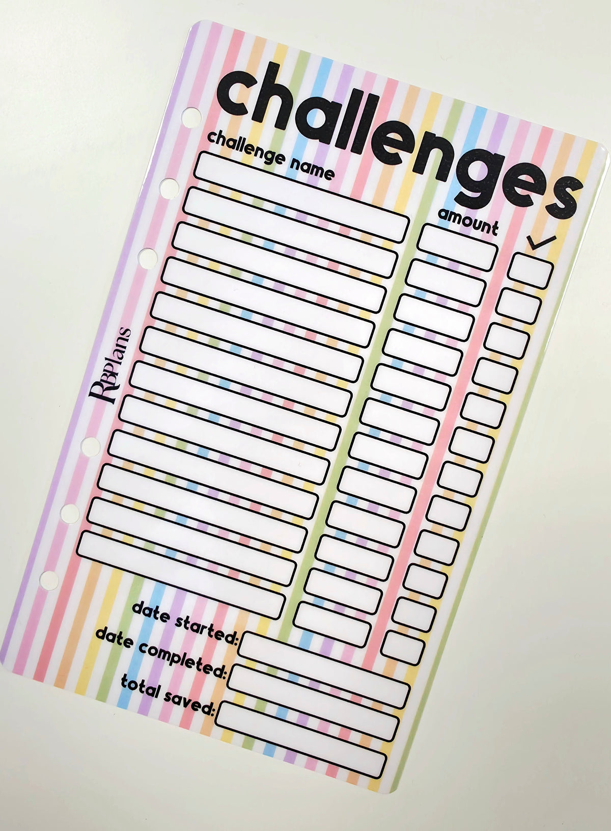Pastel Challenge Checklist Dashboard A6