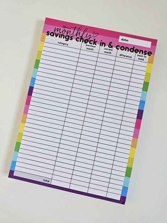 Savings Count Up and Cash Condense Notepad